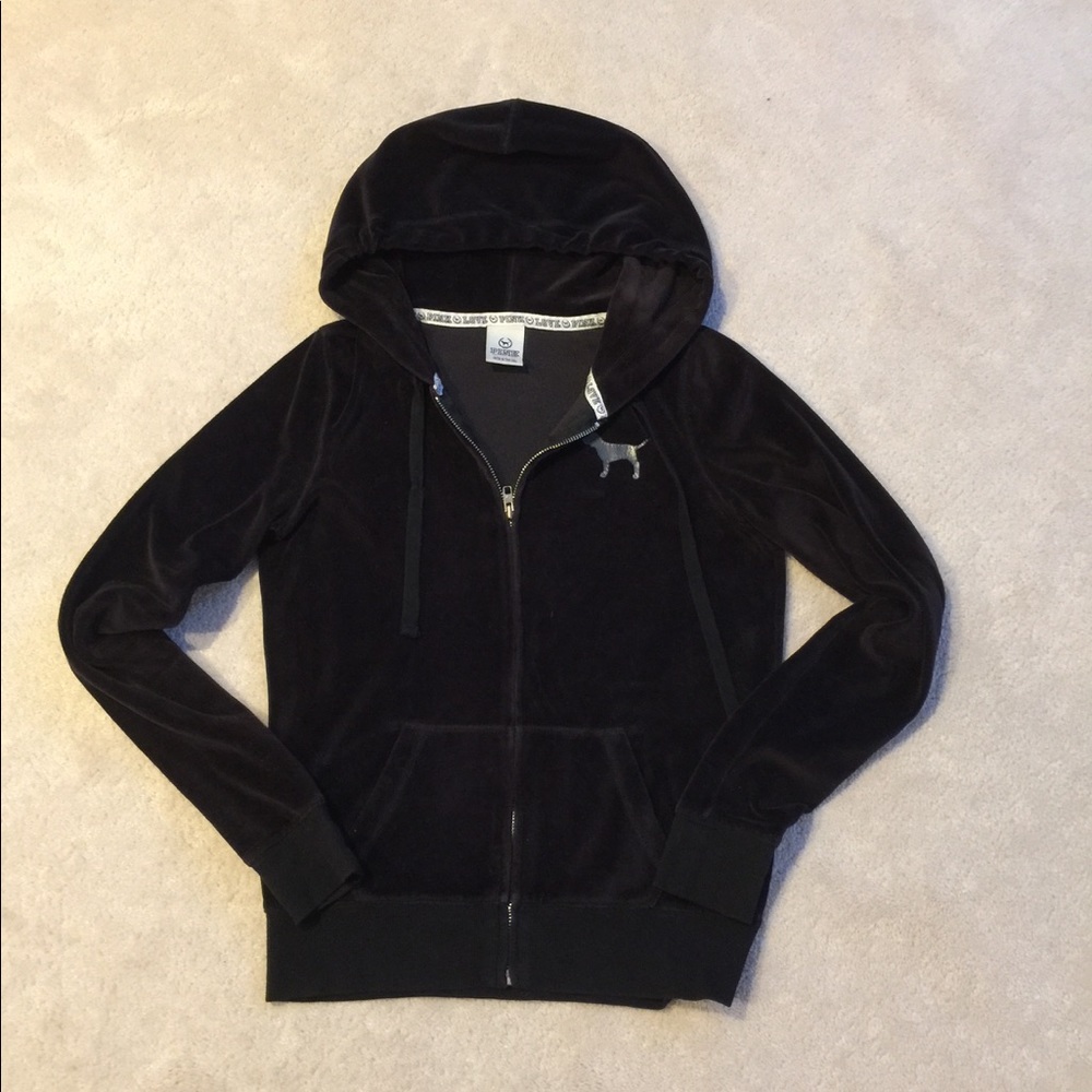 PINK sweatshirt full zip black